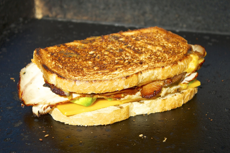 Bacon, Turkey, Avocado and Cheddar Cheese Grilled Cheese Sandwiches