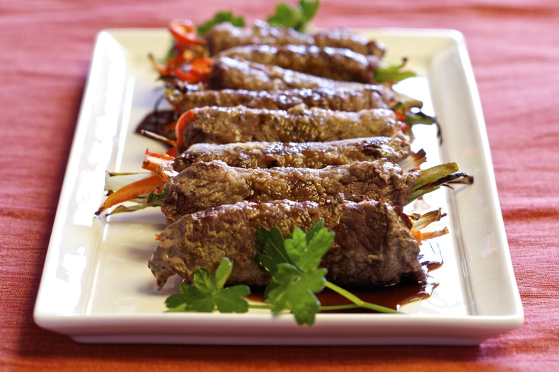 Grilled Vegetable-Stuffed Beef Rolls Recipe