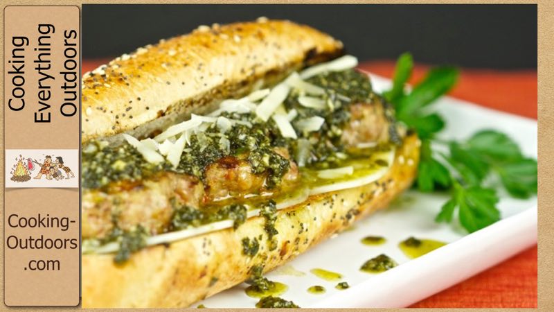 Grilled Italian Meatball Sandwich with Pesto Sauce Recipe