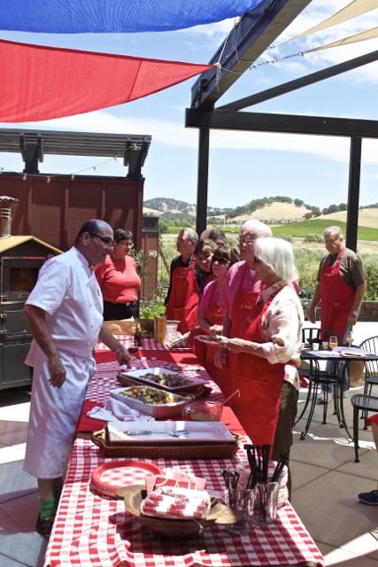 Lining up for our Gourmet Grilled Food at Il Fiorello Olive Oil Company | Traveling4Food | Gary House